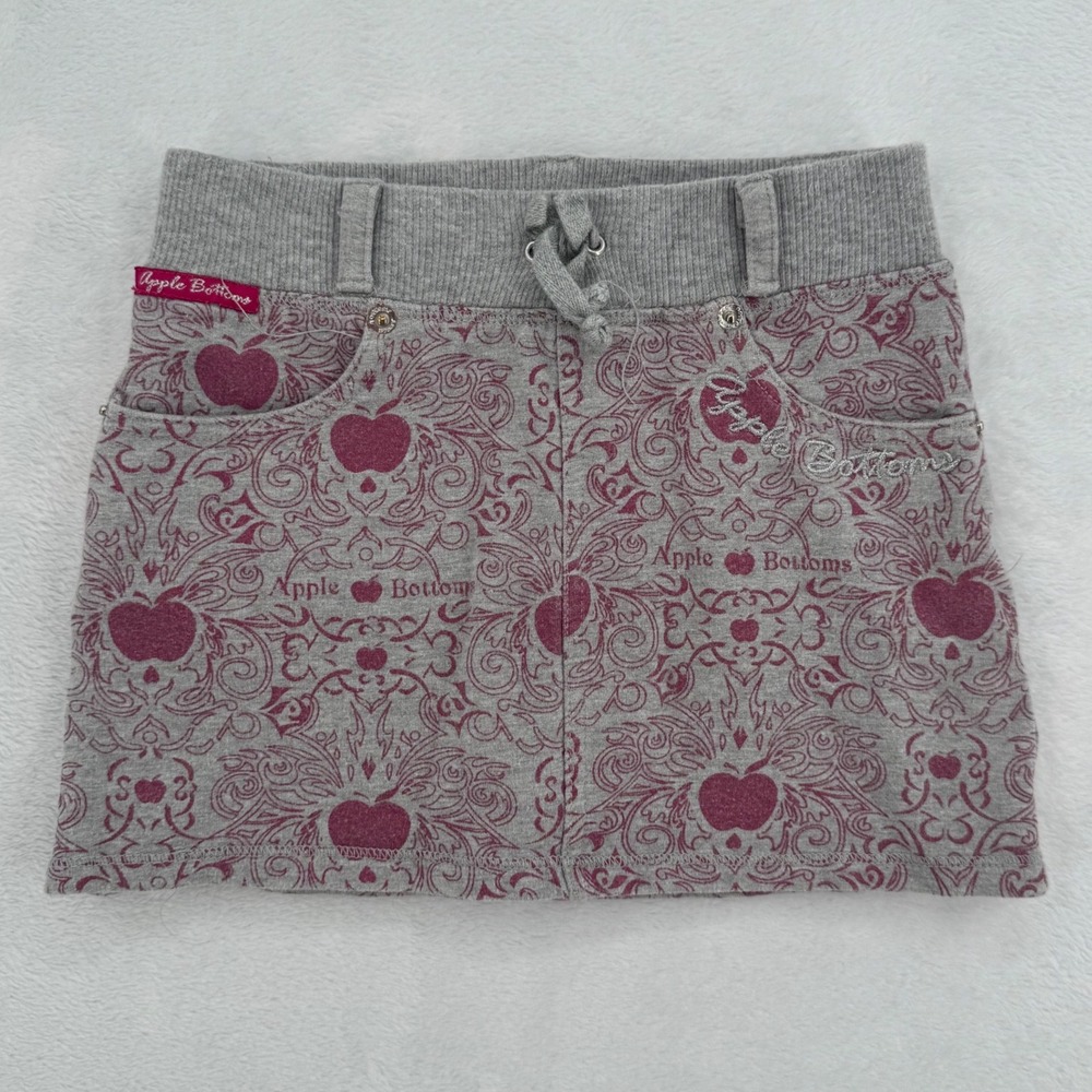 Authentic Apple Bottom Girls 3T Gray Mini Skirt Vintage 2000s Nelly Y2K McBling